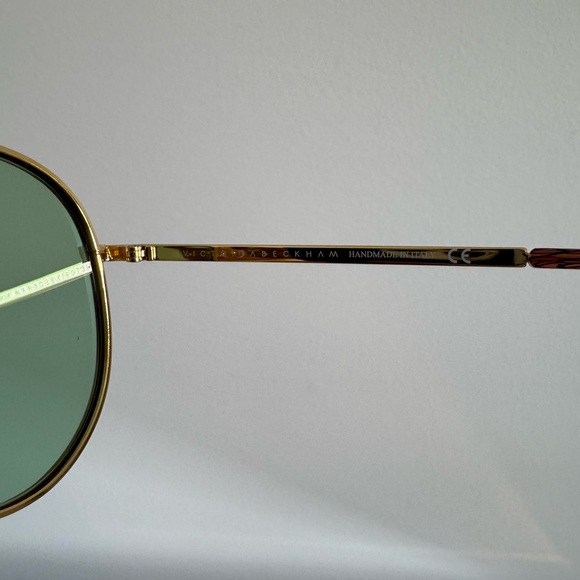 Victoria Beckham Gold and Green Single Bridge Aviator Sunglasses main image 6
